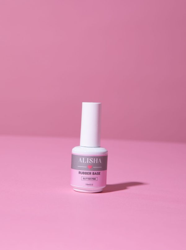 Base Rubber Glitter Pink/Rosa con Purpurina-15ml